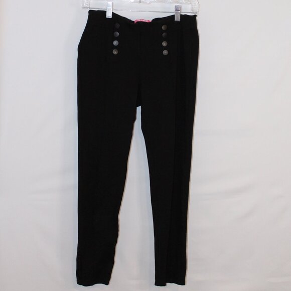 Ci Sono black high-waist slim-fit ankle pull-on pants w/ button-front accents L - Picture 1 of 9